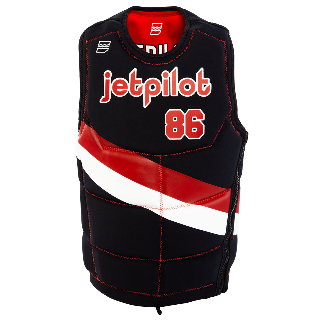 Front view of the Jetpilot Bonifay Baller Comp Vest. #color_red-pdx