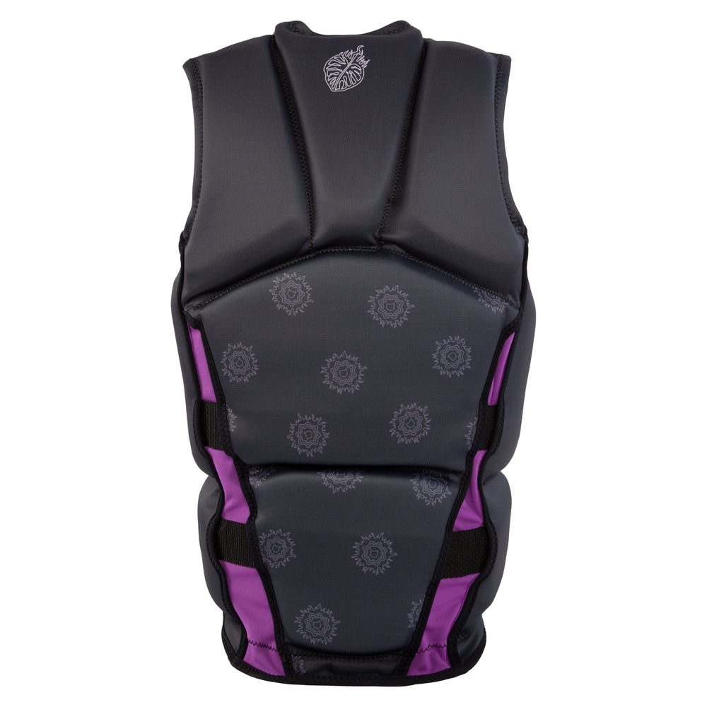 Rear view of the Jetpilot Women's Copy Cat Club CGA vest. #color_charcoal