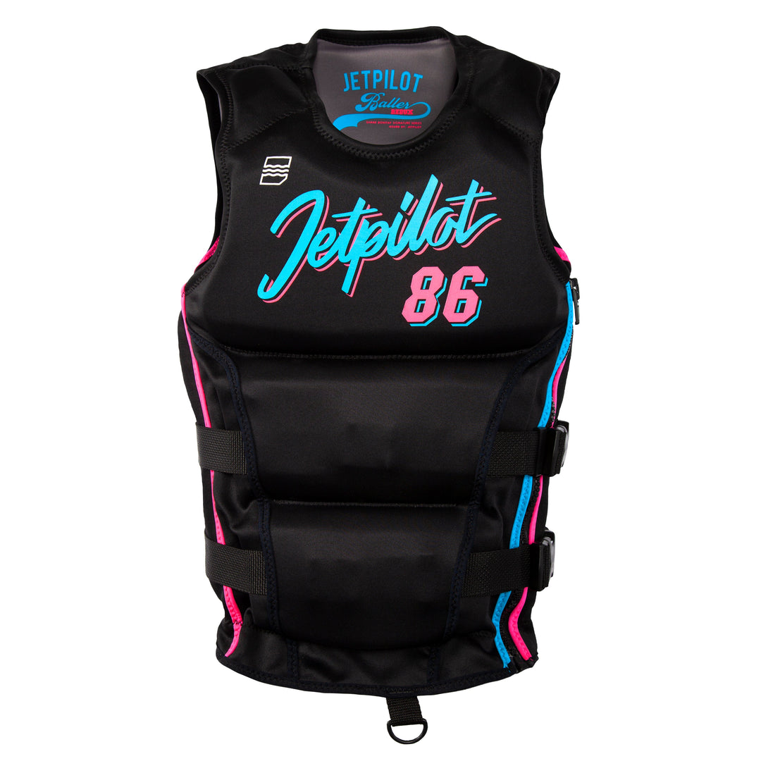 Front view of the Jetpilot Bonifay Baller CGA Vest. #color_black