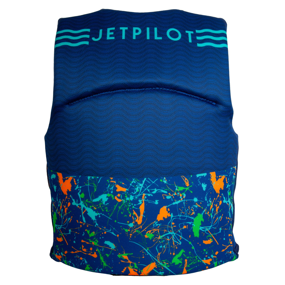 Rear view of the Jetpilot Youth Cause PFD in navy
