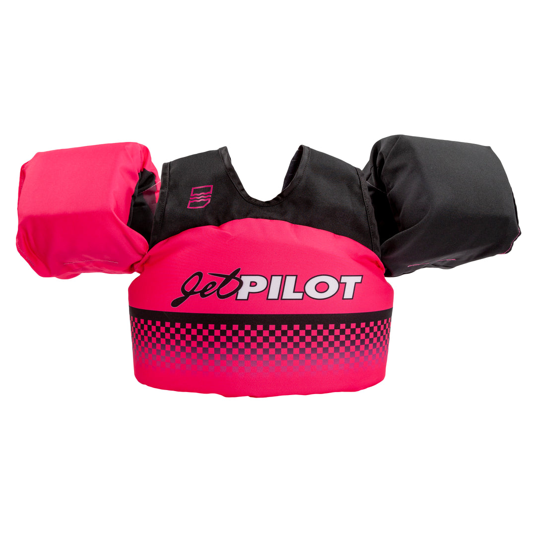 Front view of the Jetpilot Lil Wing Man Infant swim vest Vintage Pink colorway.