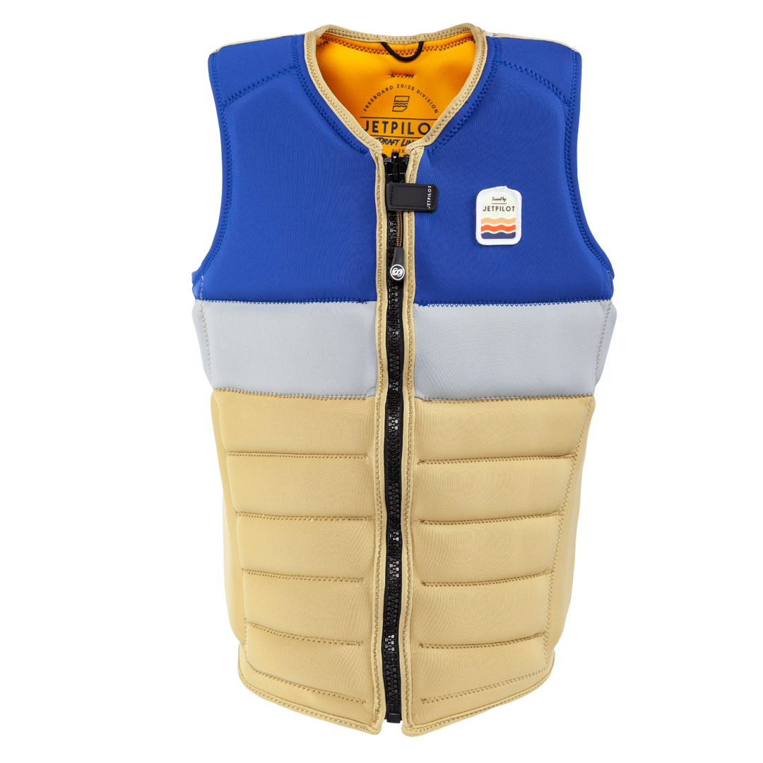 Front view of the Jetpilot Draftline Comp Vest. #color_navy-gold