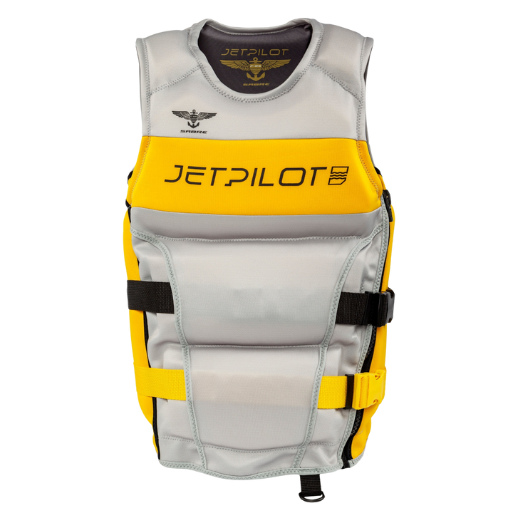Front view of the F-86 Sabre Neoprene CGA Vest. #color_silver-yellow
