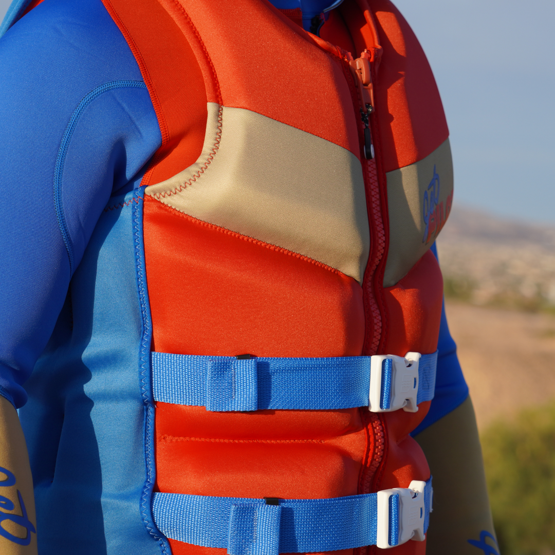 Jetpilot Vintage Class Red and Blue Front zip CGA vest.