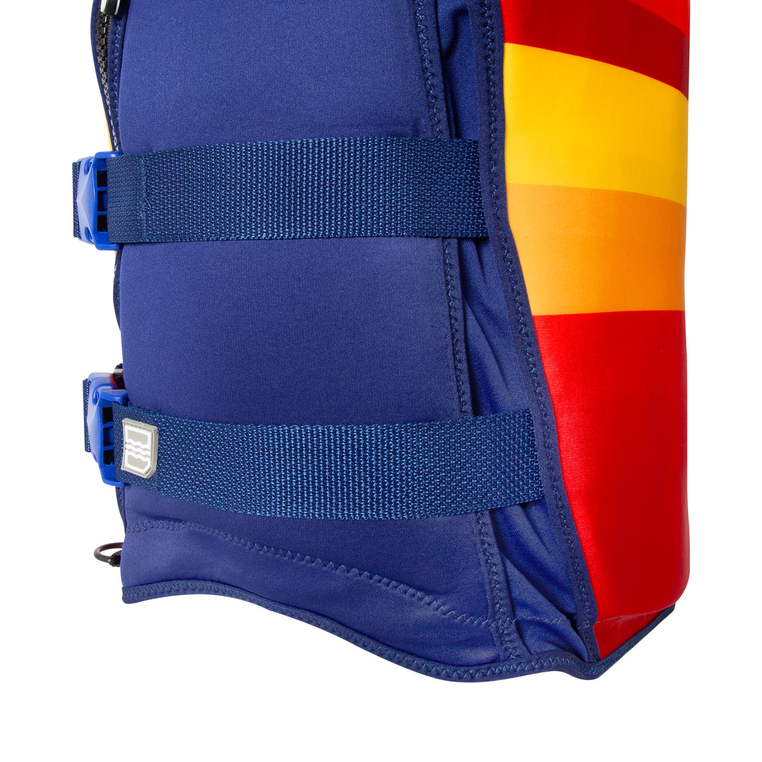 Side view of the Jetpilot Bonifay Baller CGA Vest showing the buckle and straps