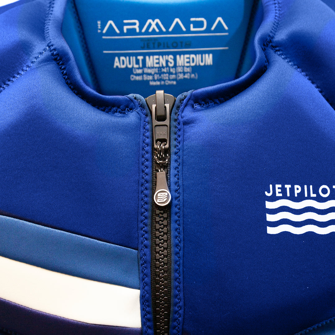 Front view of the Men's Jetpilot Armada CGA Vest  showing the zipper 