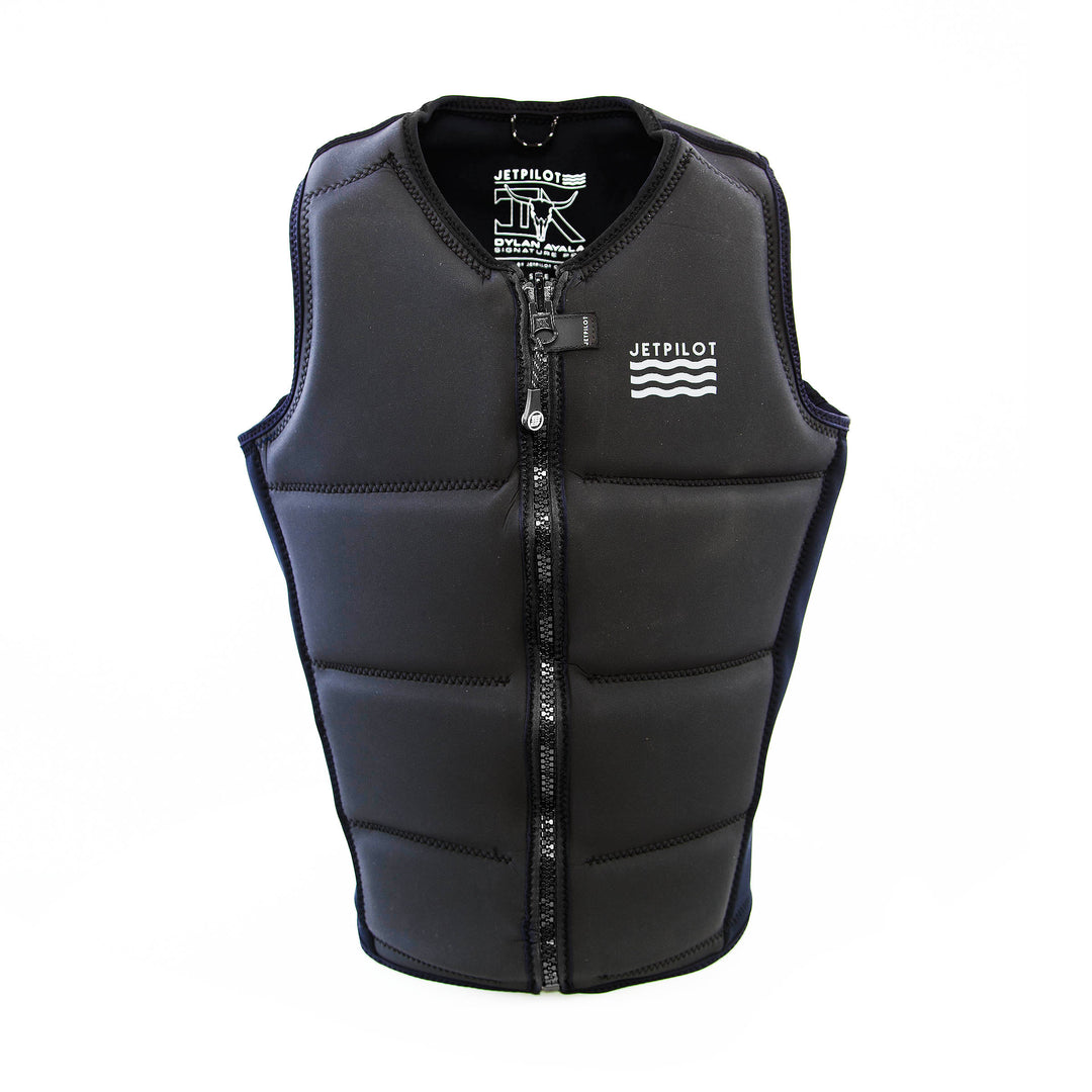 Front view of the Ayala Surf comp Vest Front Showing the zipper close 