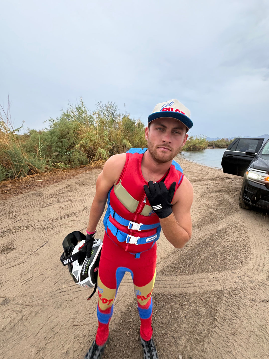 Jetpilot team rider Tory. #color_red-blue