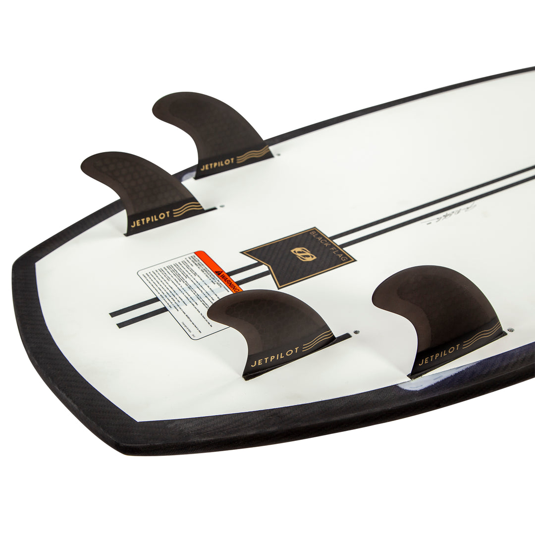 Image showing the five fin setup for the Jetpilot Black Flag Wake Surfboard.