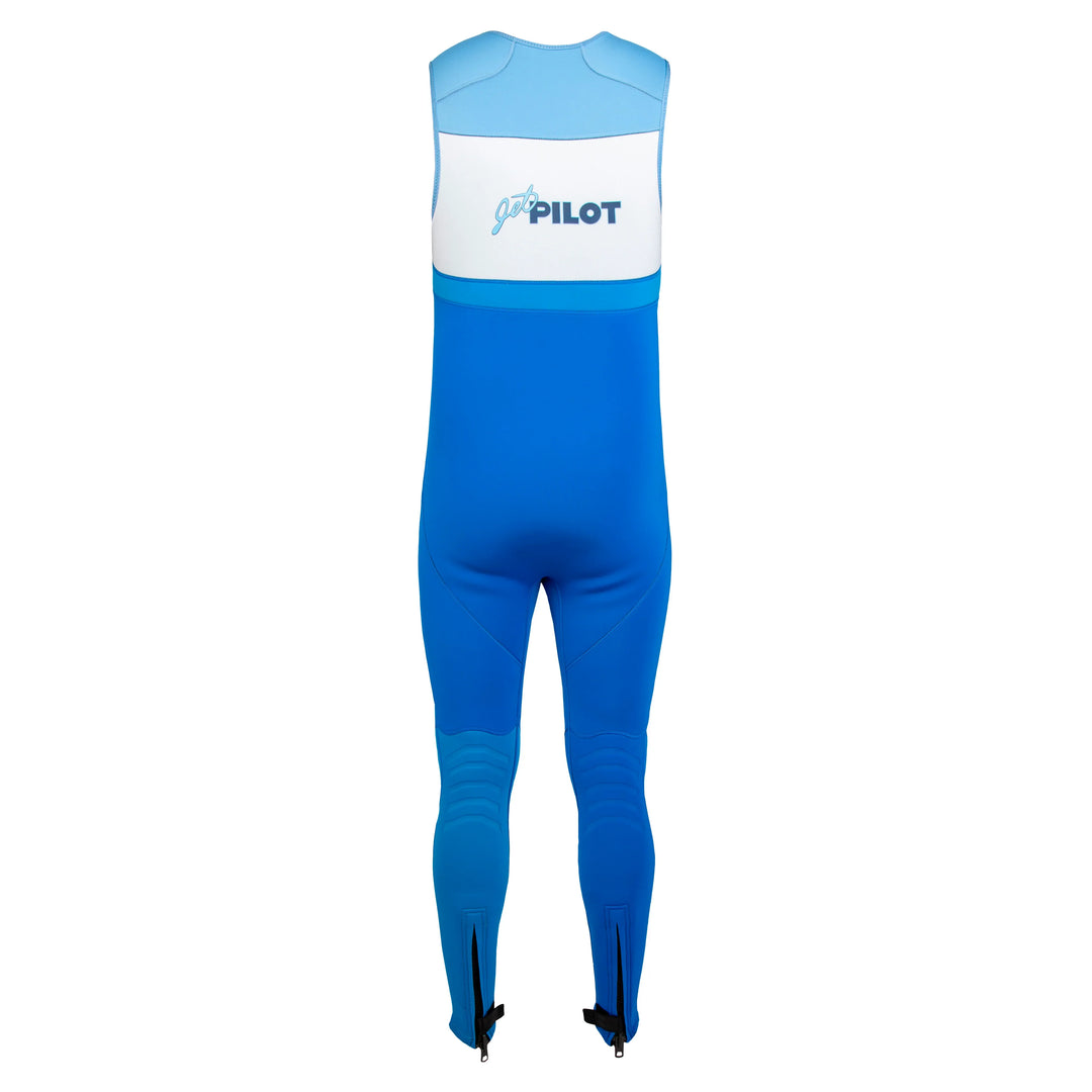 Rear view of the Jetpilot Vintage John Wetsuit Blue White colorway.