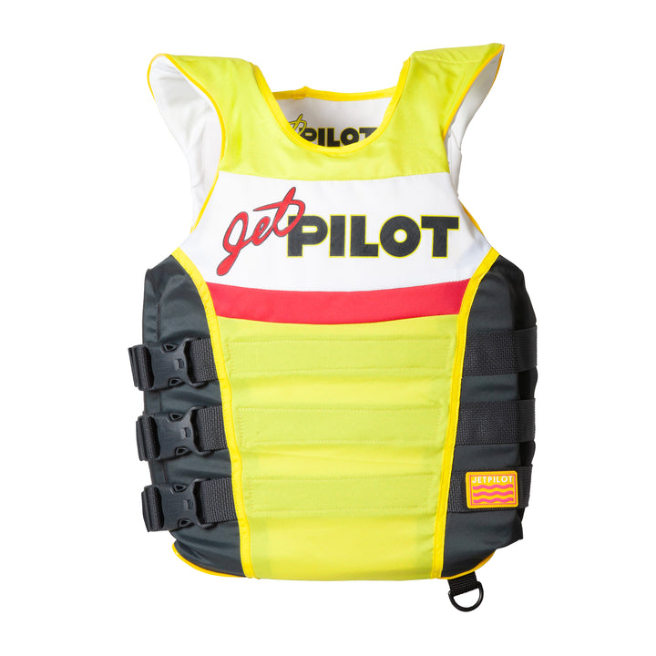 Front view of Neon Yellow Vintage life vest