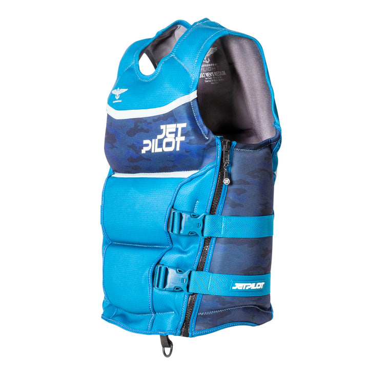 Left Angle view of the F-86 Sabre Neoprene CGA Vest color blue camo