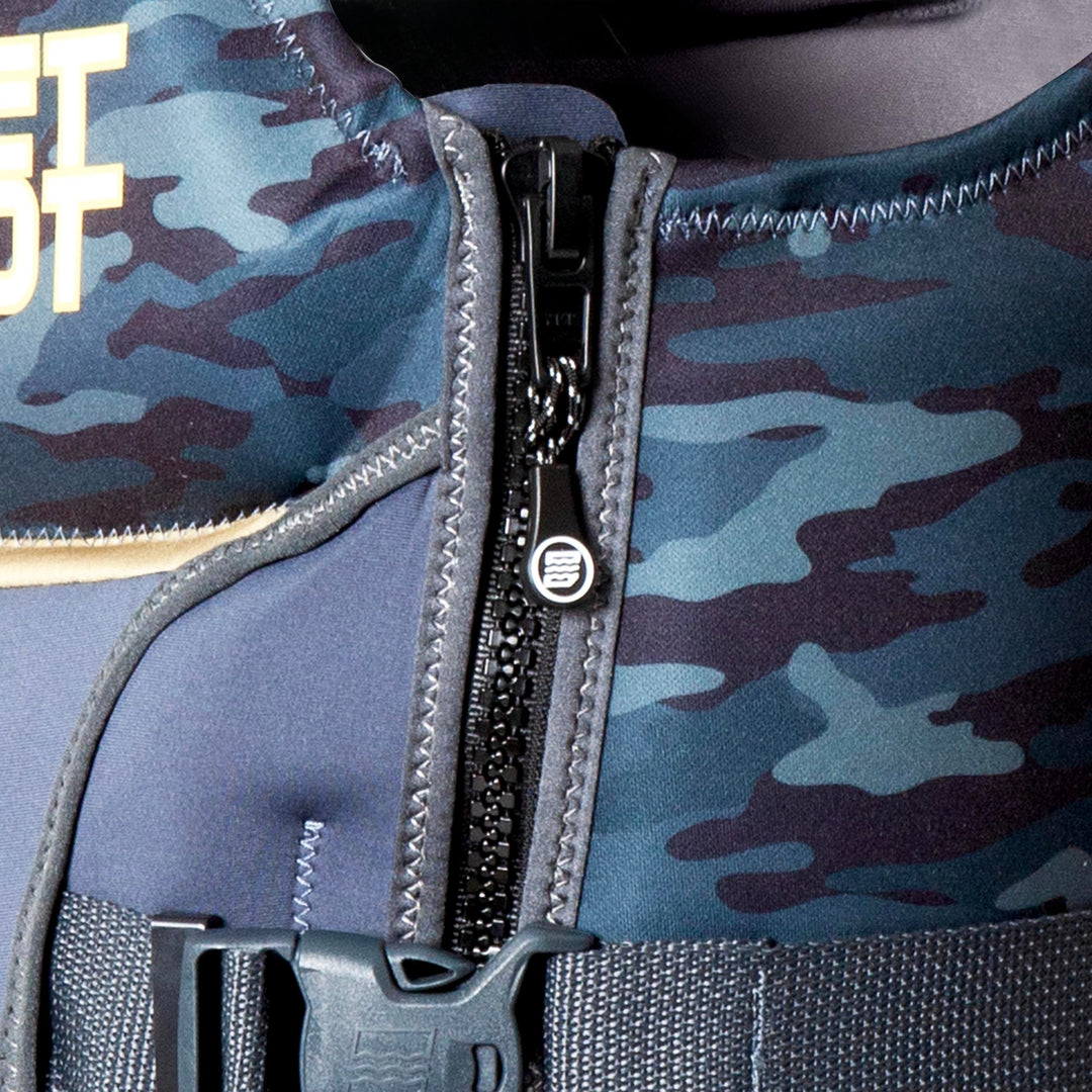 Close up of the YKK Zipper of the F-86 Sabre Neoprene CGA Vest