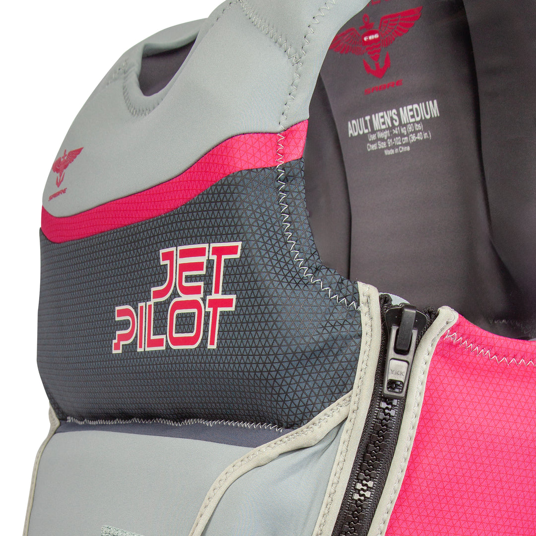 Front top close up view of the F 86 Sabre Neoprene CGA Vest color silver pink