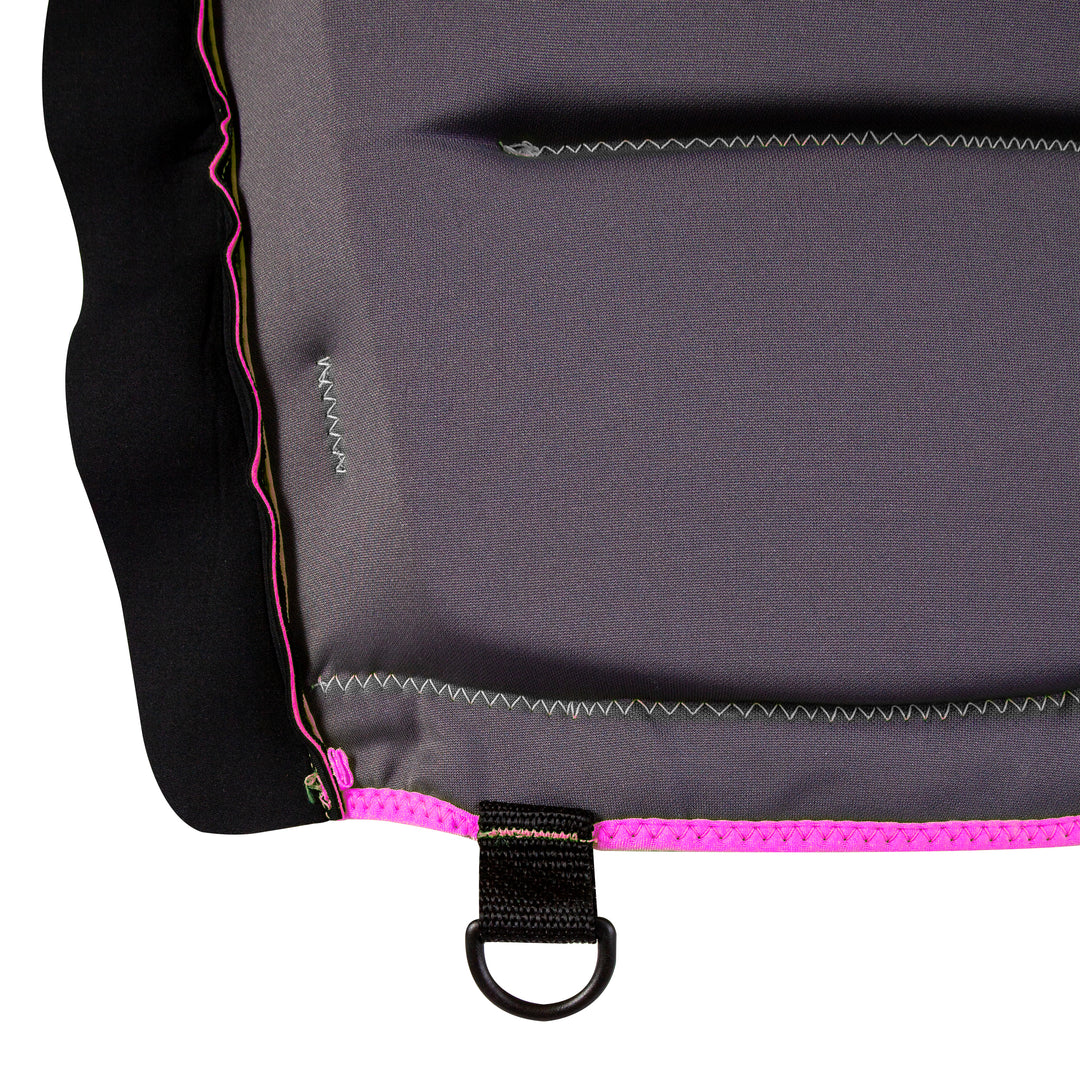Inside front view of the F 86 Sabre Neoprene CGA Vest color silver pink showing the D ring