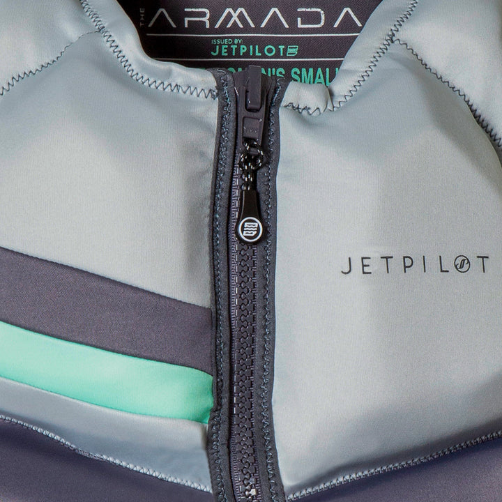 Front top view of the Jetpilot Women's Armada CGA vest showing the YKK ZIP