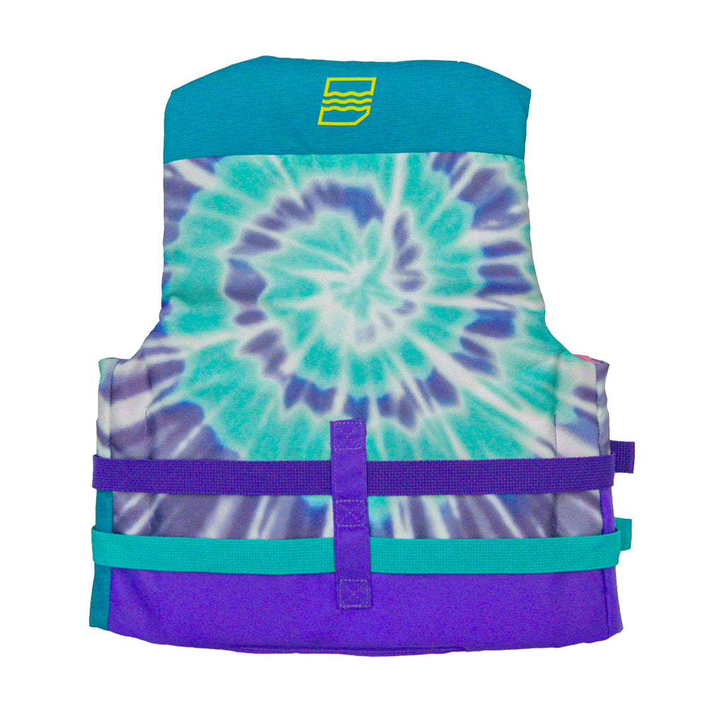 Rear view of the youth Jetpilot Pistol CGA vest Teal Purple