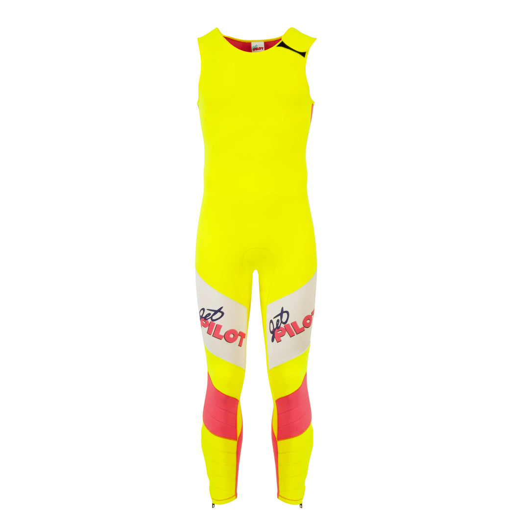 Front view of the Jetpilot Vintage Class Racer John wetsuit. #color_neon-pink