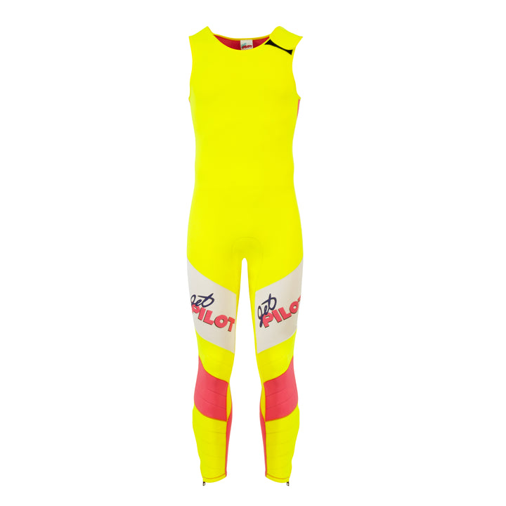 Front view of the Jetpilot Vintage Class Racer John wetsuit. #color_neon-pink