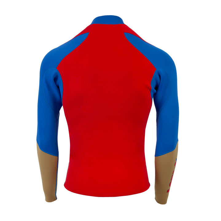 Rear view of the Jetpilot Vintage Class Jacket #color_red-blue