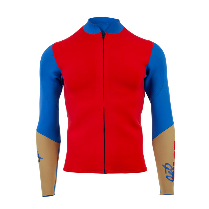 Front view of the Jetpilot Vintage Class Jacket #color_red-blue