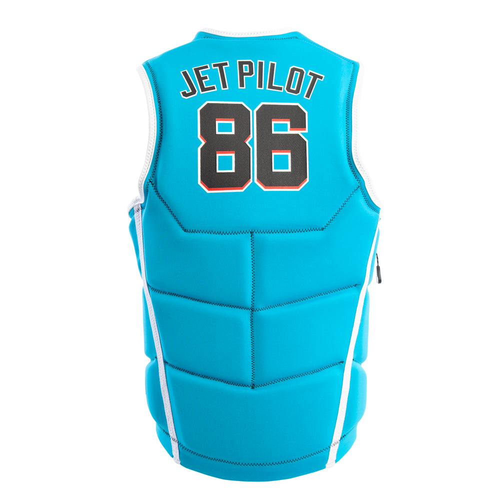 Rear view of the Jetpilot Baller Comp vest. #color_turquoise