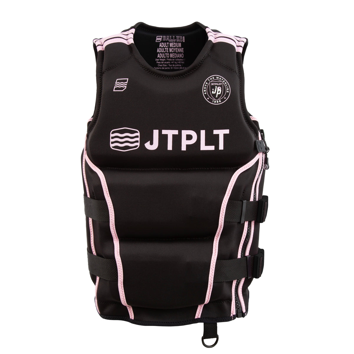 Front view of the Jetpilot Baller CGA vest. #color_black