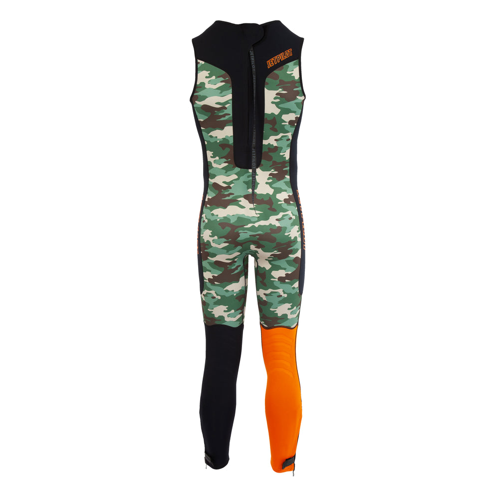 Rear view of the Jetpilot Sabre John Wetsuit in the camo colorway.