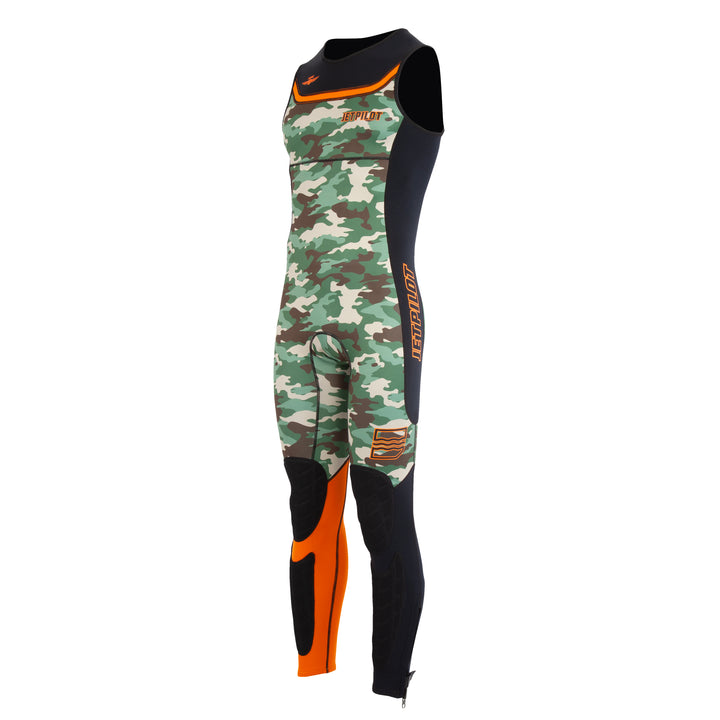 Side view of the Jetpilot Sabre John Wetsuit in the camo colorway.