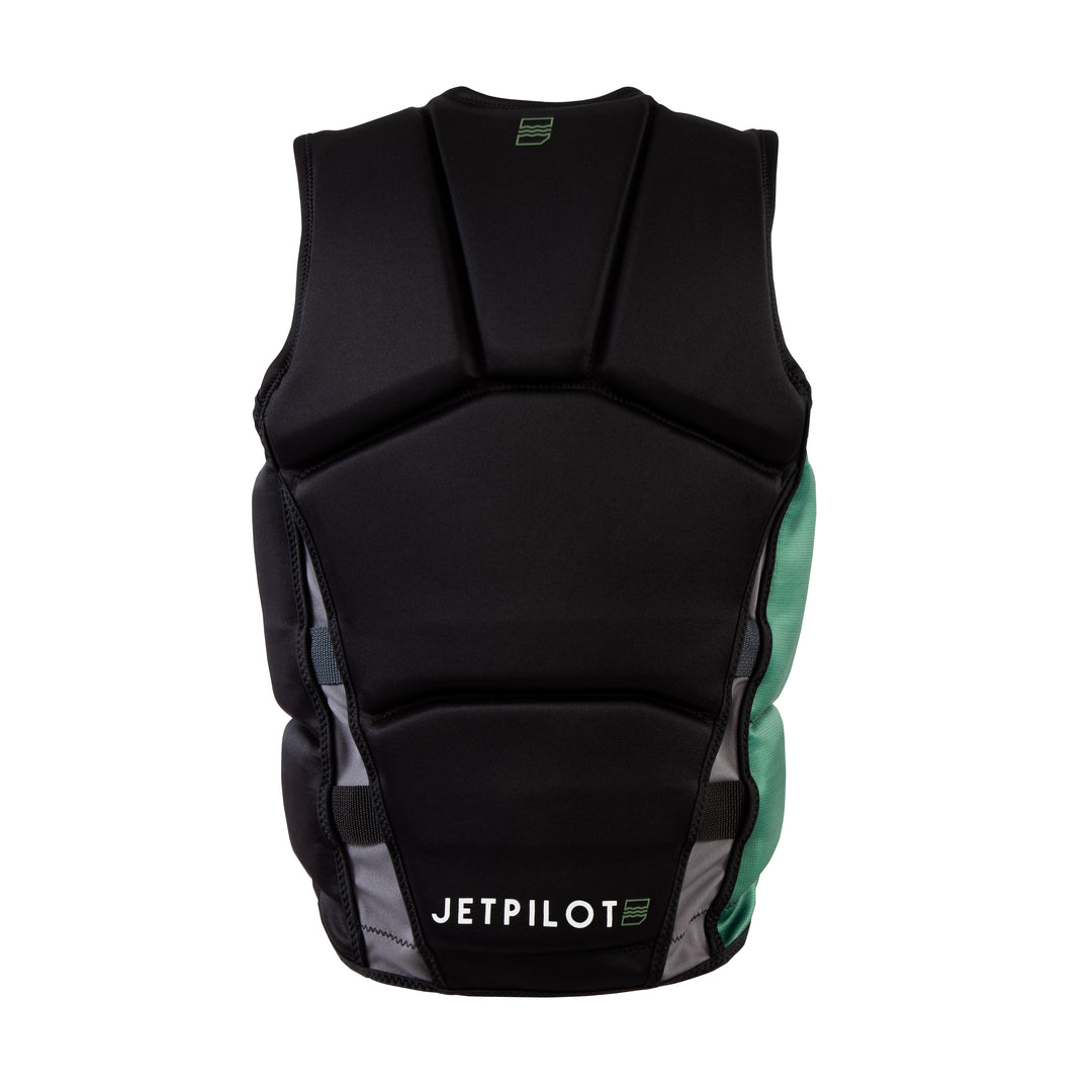 Black and green life vest with JetPilot logo on a white background #color_black-green