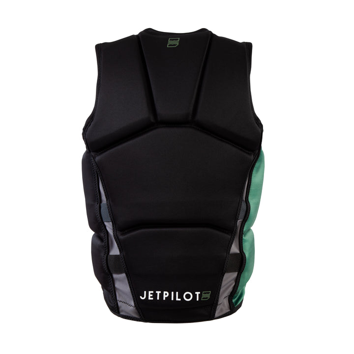 Black and green life vest with JetPilot logo on a white background #color_black-green