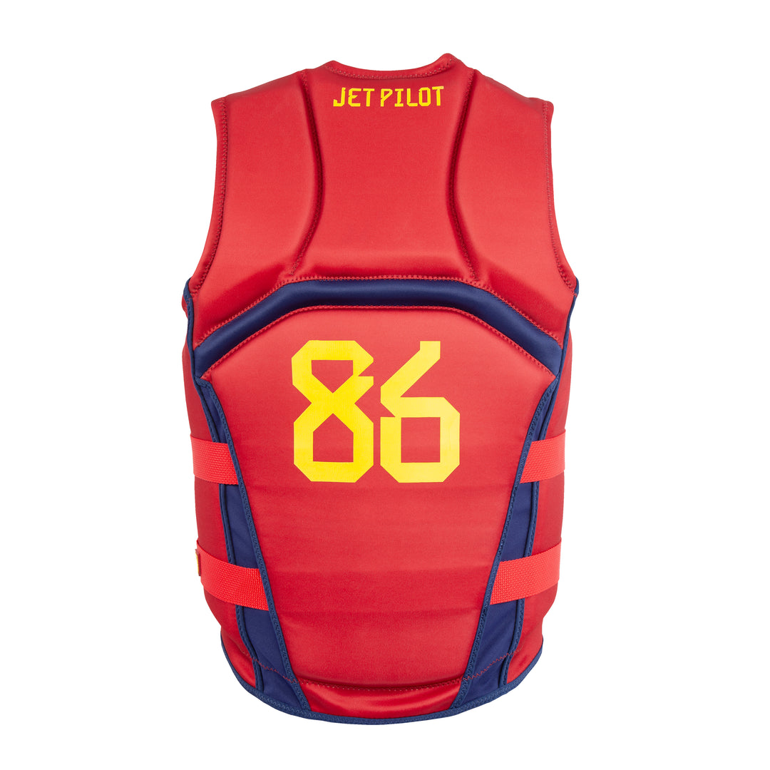 Rear view of the Jetpilot CGA Baller Vest. #color_redspn