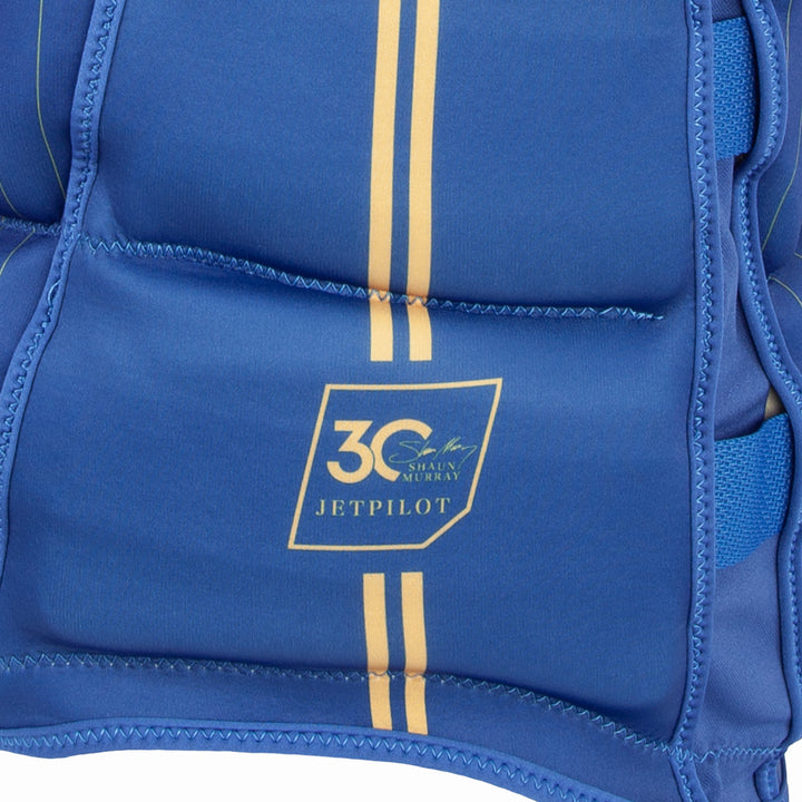 Side view of the Jetpilot's Shaun Murray coast guard approved wakeboarding vest logo. #color_navy