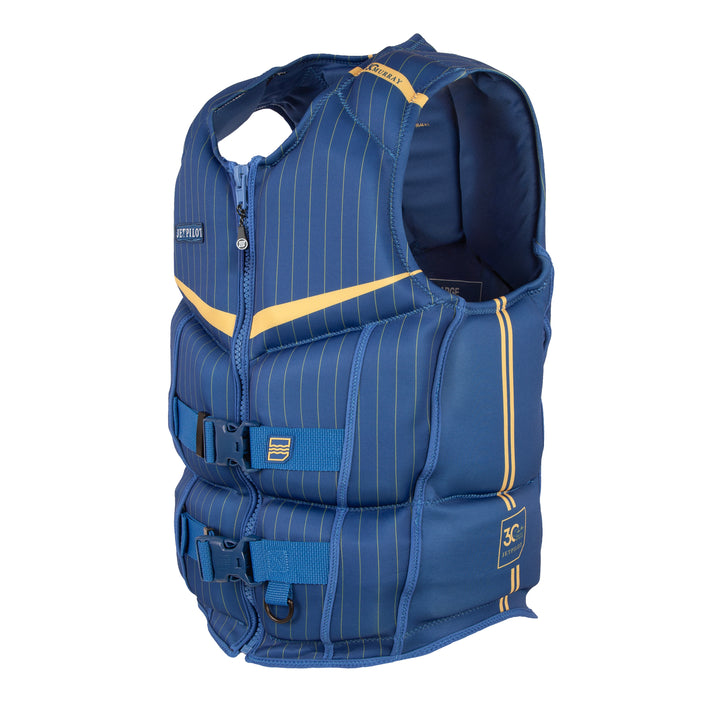Side view of the Jetpilot's Shaun Murray coast guard approved wakeboarding vest. #color_navy