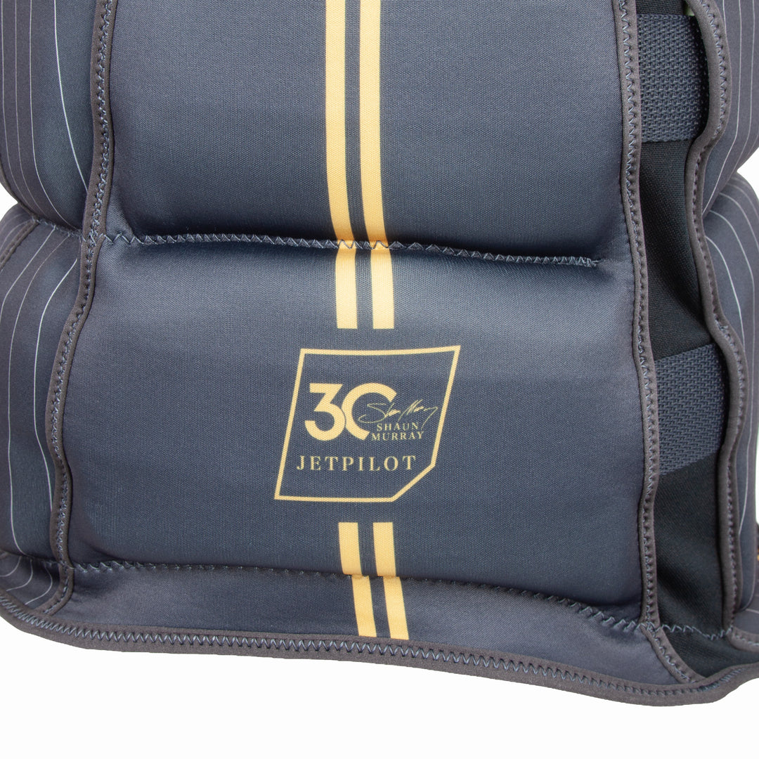 Closeup of the side logo for the Jetpilot Shaun Murray CGA Vest. #color_gray