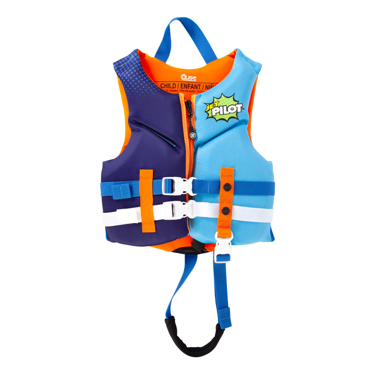 Front view of the Jetpilot Child Cause CGA vest.  #color_blue