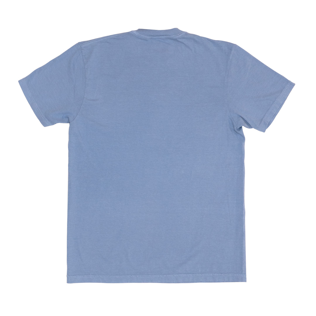 Plain light blue t-shirt on a white background