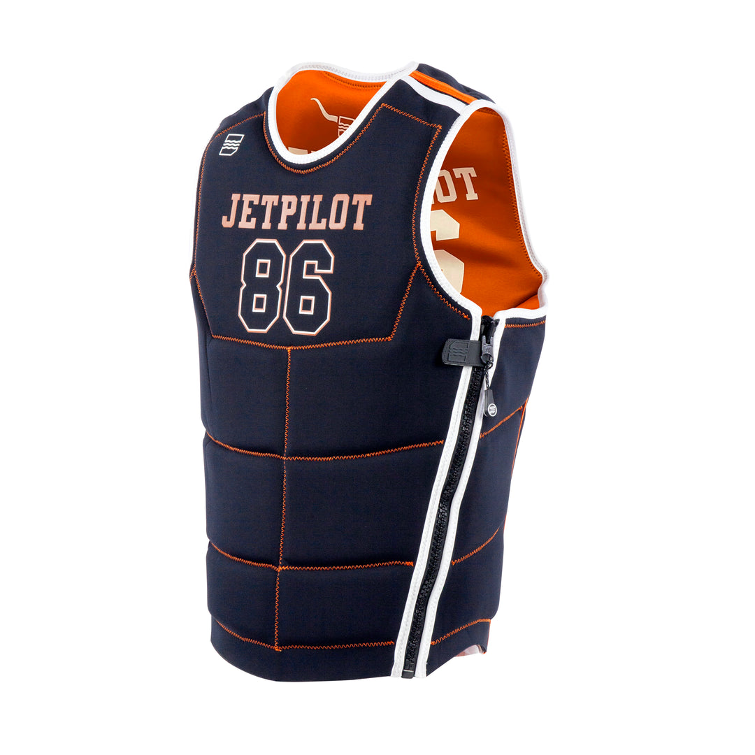 View of the Jetpilot Bonifay Baller Comp Vest. #color_orange-tex