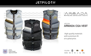 Banner showing all 3 colorways of the Jetpilot Armada Vest