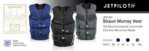 Banner showing all 3 colorways of the Jetpilot Shaun Murray Vest