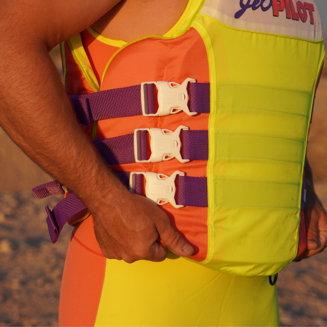 Jetpilot Vintage Nylon CGA Vest Patented Internal 3-Buckle design.