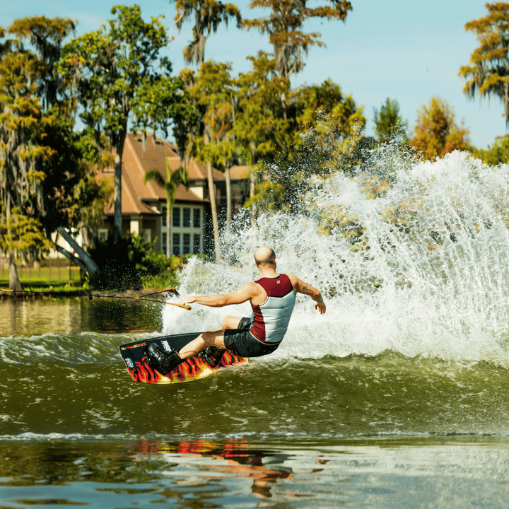 Jetpilot team rider Thomas Herman wakeboarding. #color_burgundy