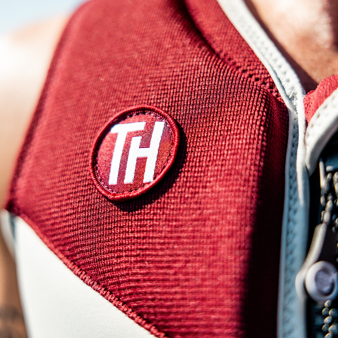 Closeup of view of the Jetpilot Thomas Herman Comp vest.