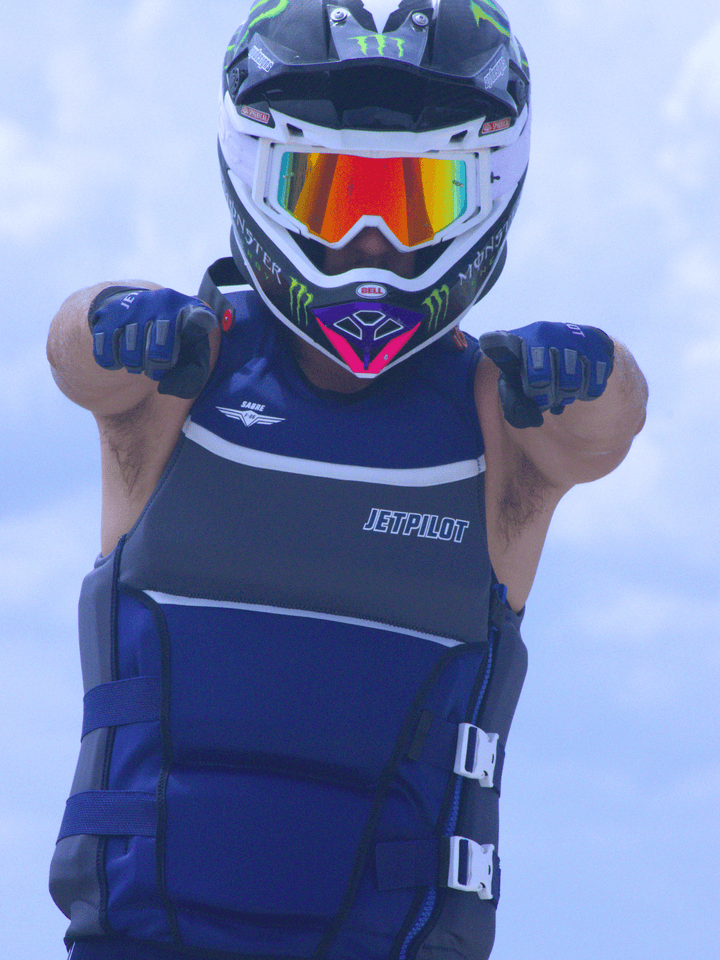 Front view of the Jetpilot F-86 Neoprene CGA vest. #color_navy