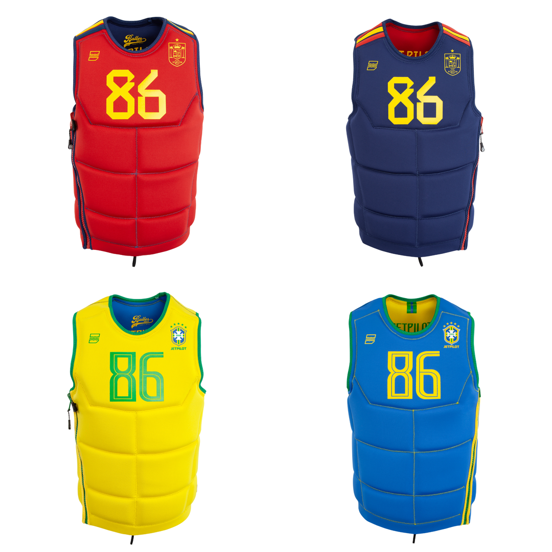 View of the Jetpilot Baller Comp vest in all colors.