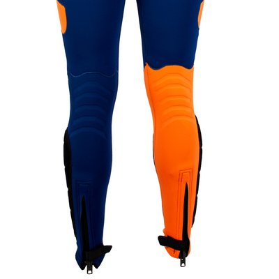 Back view of the Jetpilot F-86 Sabre John wetsuit Navy colorway ankle zippers.