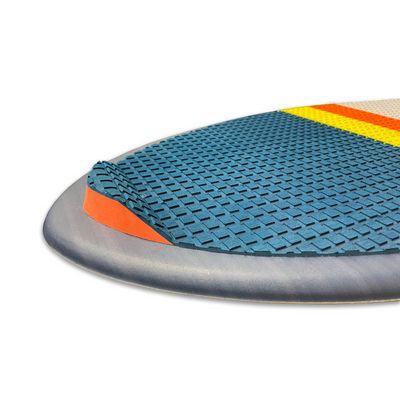 View of the Jetpilot Glass Slipper Wake Surfboard tail and EVA traction pad.