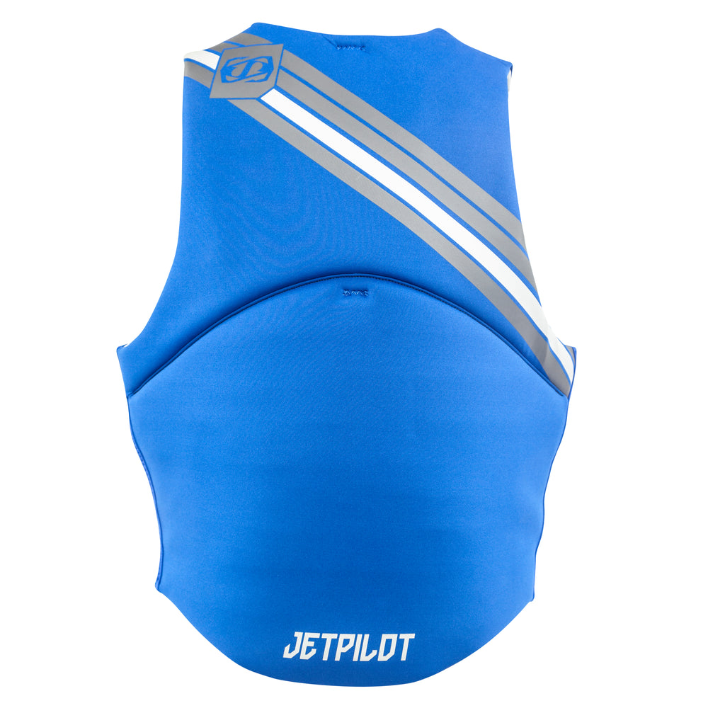 Rear view of the Jetpilot Cause life vest blue colorway.