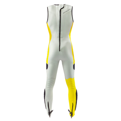 Back view of the Jetpilot F-86 Sabre John wetsuit Silver Yellow colorway.