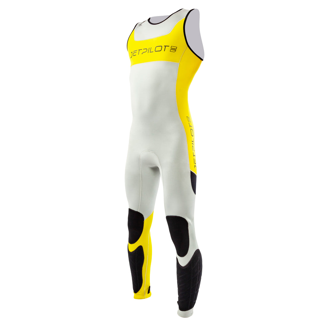 Side view of the Jetpilot F-86 Sabre John wetsuit Silver Yellow colorway.